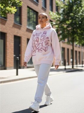 Oversized Pink Graphic Hoodie